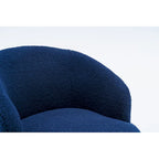 Swivel Accent Armchair Teddy Fabric Upholstered Barrel Chair with Black Point Round Swivel Metal Base