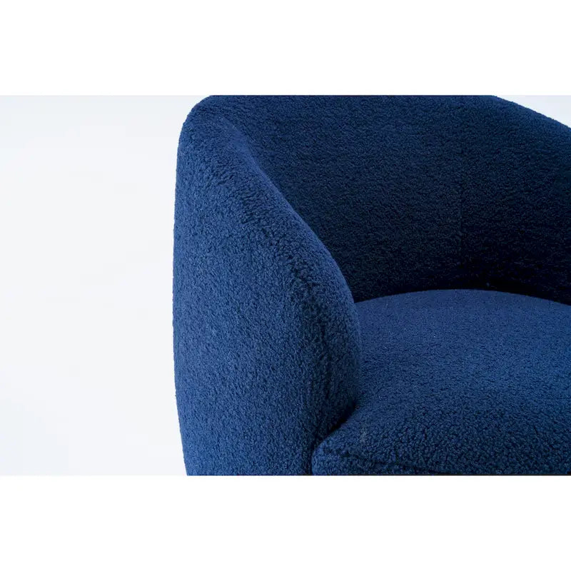 Swivel Accent Armchair Teddy Fabric Upholstered Barrel Chair with Black Point Round Swivel Metal Base