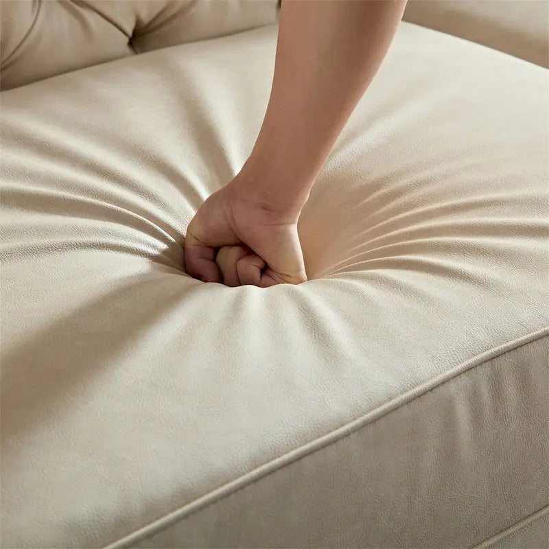 Modern Faux Leather Sofa with Metal Feet
