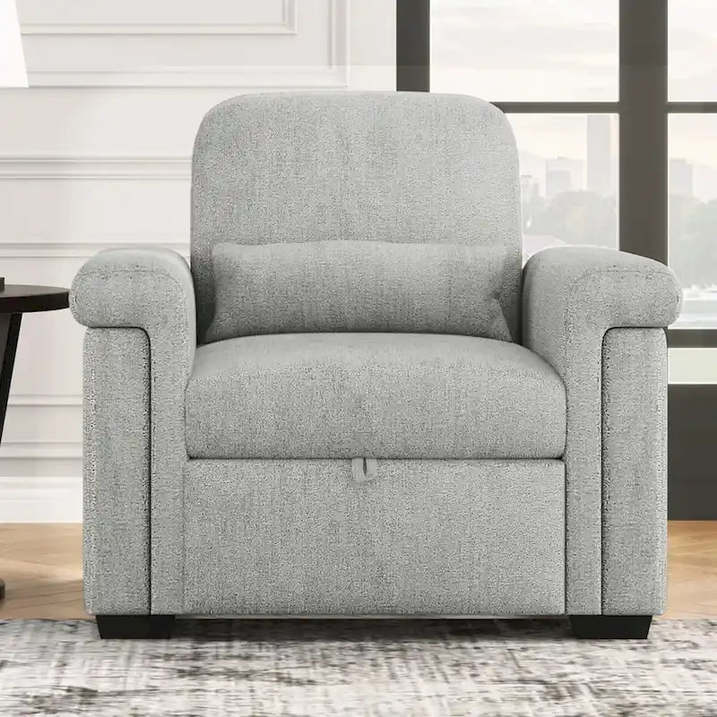 Living Room Lounger Chair 3 in 1 Convertible Sleeper Chair with Pillow