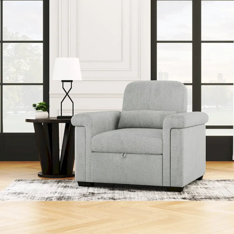 Living Room Lounger Chair 3 in 1 Convertible Sleeper Chair with Pillow