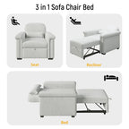 Living Room Lounger Chair 3 in 1 Convertible Sleeper Chair with Pillow