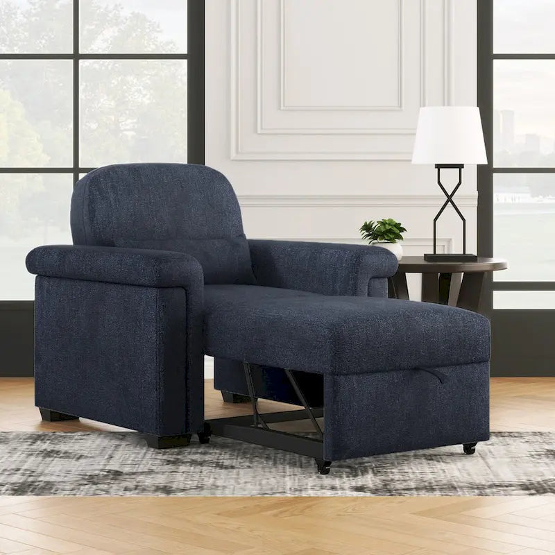 Living Room Lounger Chair 3 in 1 Convertible Sleeper Chair with Pillow