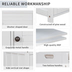 Storage Bench with 3 Shutter-shaped Doors, Removable Cushion and Hidden Storage Space - 43.5L x 16W x 18H