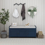 Storage Bench with 3 Shutter-shaped Doors, Removable Cushion and Hidden Storage Space - 43.5L x 16W x 18H
