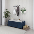 Storage Bench with 3 Shutter-shaped Doors, Removable Cushion and Hidden Storage Space - 43.5L x 16W x 18H