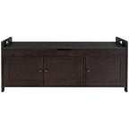 Storage Bench with 3 Shutter-shaped Doors, Removable Cushion and Hidden Storage Space - 43.5L x 16W x 18H