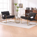 Upholstered Hanging Armchairs with Arm Pockets, Metal Frame,Set of 2