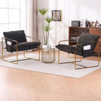 Upholstered Hanging Armchairs with Arm Pockets, Metal Frame,Set of 2
