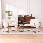 Upholstered Hanging Armchairs with Arm Pockets, Metal Frame,Set of 2