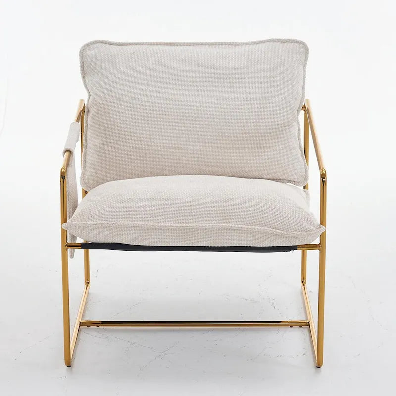 Upholstered Hanging Armchairs with Arm Pockets, Metal Frame,Set of 2