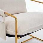 Upholstered Hanging Armchairs with Arm Pockets, Metal Frame,Set of 2