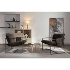 Upholstered Hanging Armchairs with Arm Pockets, Metal Frame,Set of 2