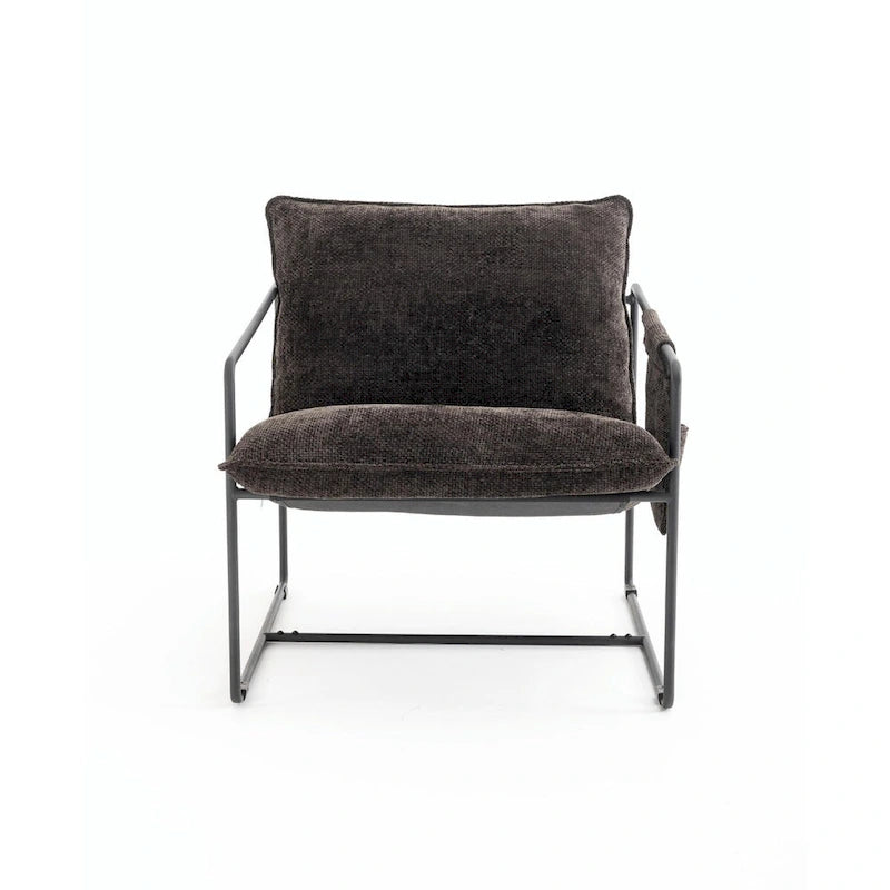 Upholstered Hanging Armchairs with Arm Pockets, Metal Frame,Set of 2