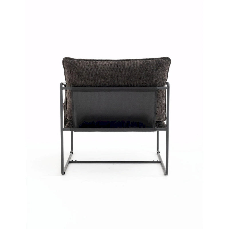 Upholstered Hanging Armchairs with Arm Pockets, Metal Frame,Set of 2