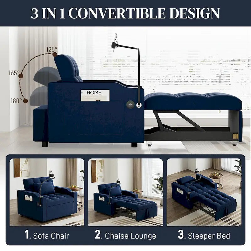 Ouyessir 3 in 1 Multi-Functional Convertible Single Sleeper Sofa Bed for Small Living Spaces