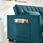 Modern Velvet Loveseat Sofa Couch Pull Out Bed,3 in 1 Convertible For Living Room Sofa Bed