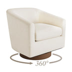Modern Upholstered Accent Chair Fabric 360 Swivel Barrel Set of 2 Armchair Wood Frame