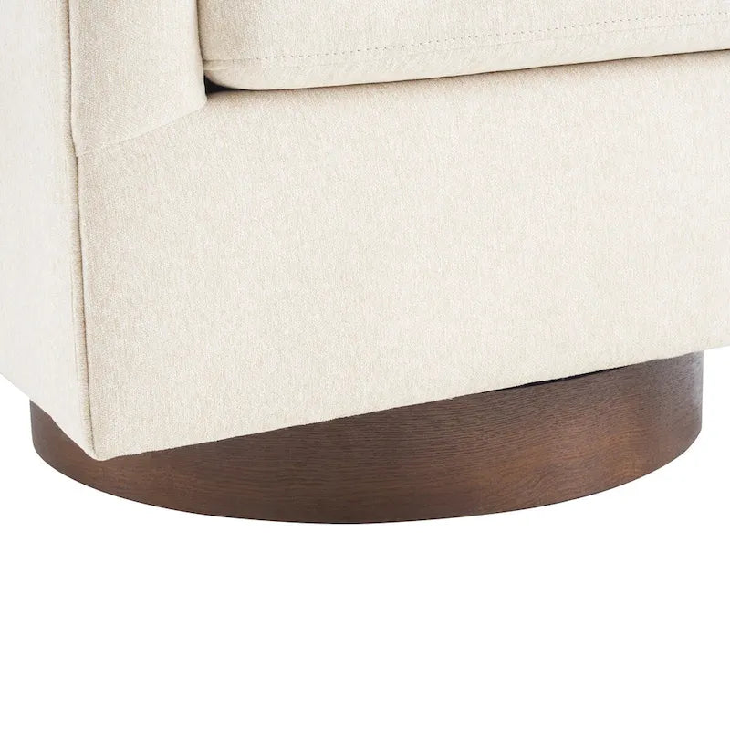 Modern Upholstered Accent Chair Fabric 360 Swivel Barrel Set of 2 Armchair Wood Frame