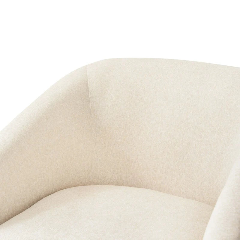 Modern Upholstered Accent Chair Fabric 360 Swivel Barrel Set of 2 Armchair Wood Frame