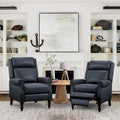 COZYMAN Mid-century Genuine Leather Recliner Adjustable Push Back Comfortable Set of 2 Arm Chairs for Living Room
