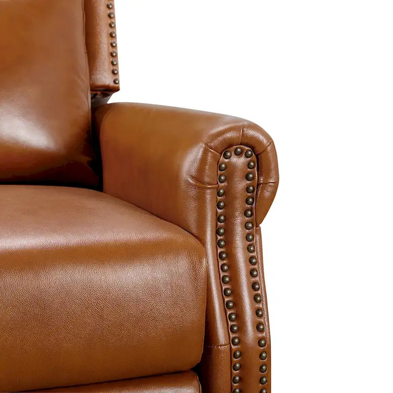 COZYMAN Mid-century Genuine Leather Recliner Adjustable Push Back Comfortable Set of 2 Arm Chairs for Living Room
