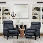 COZYMAN Mid-century Genuine Leather Recliner Adjustable Push Back Comfortable Set of 2 Arm Chairs for Living Room