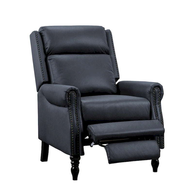 COZYMAN Mid-century Genuine Leather Recliner Adjustable Push Back Comfortable Set of 2 Arm Chairs for Living Room