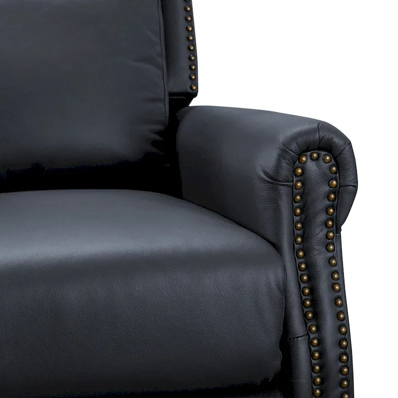 COZYMAN Mid-century Genuine Leather Recliner Adjustable Push Back Comfortable Set of 2 Arm Chairs for Living Room
