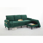 L-Shaped Sectional 3-seater sofa with storage ottoman