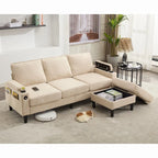 L-Shaped Sectional 3-seater sofa with storage ottoman
