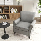 Rolled Armrests PU Accent Chair with Nailhead Trim