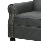 Rolled Armrests PU Accent Chair with Nailhead Trim