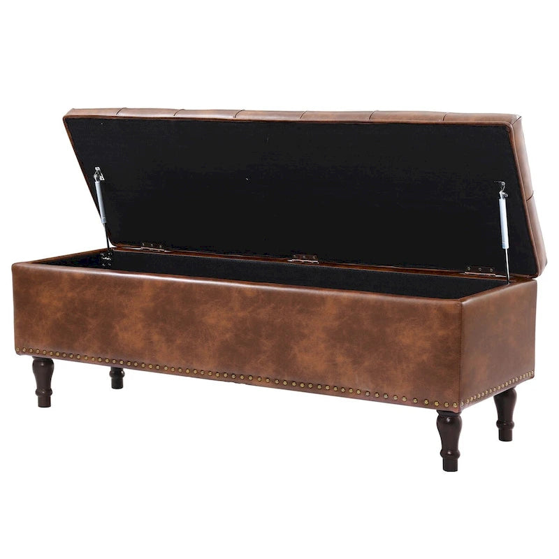 COZYMAN Tufted Storage Bench, Upholstered Ottoman with Storage - 50.8 W X 17.1 D X 18.3 H