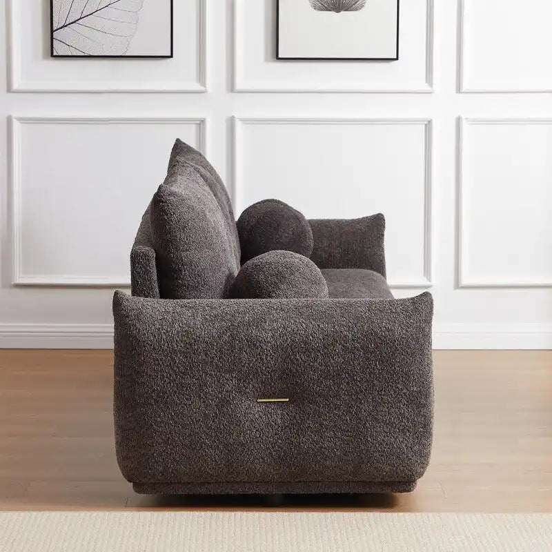 90 comfortable sofa with 2 cushions and 2 ball pillows