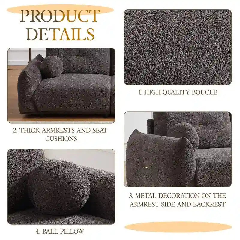 90 comfortable sofa with 2 cushions and 2 ball pillows