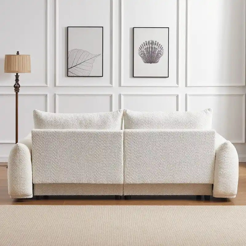 90 comfortable sofa with 2 cushions and 2 ball pillows