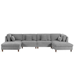 Corduroy Modular Sectional Sofa Set With Ottoman