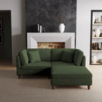 Corduroy Modular Sectional Sofa Set With Ottoman