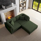 Corduroy Modular Sectional Sofa Set With Ottoman