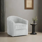 30.7W Faux Fur Upholstered Accent Chair Swivel Barrel Chair
