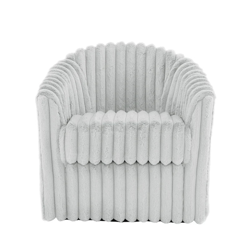 30.7W Faux Fur Upholstered Accent Chair Swivel Barrel Chair
