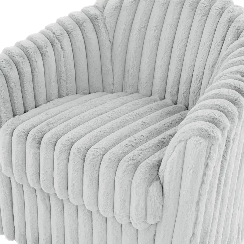 30.7W Faux Fur Upholstered Accent Chair Swivel Barrel Chair