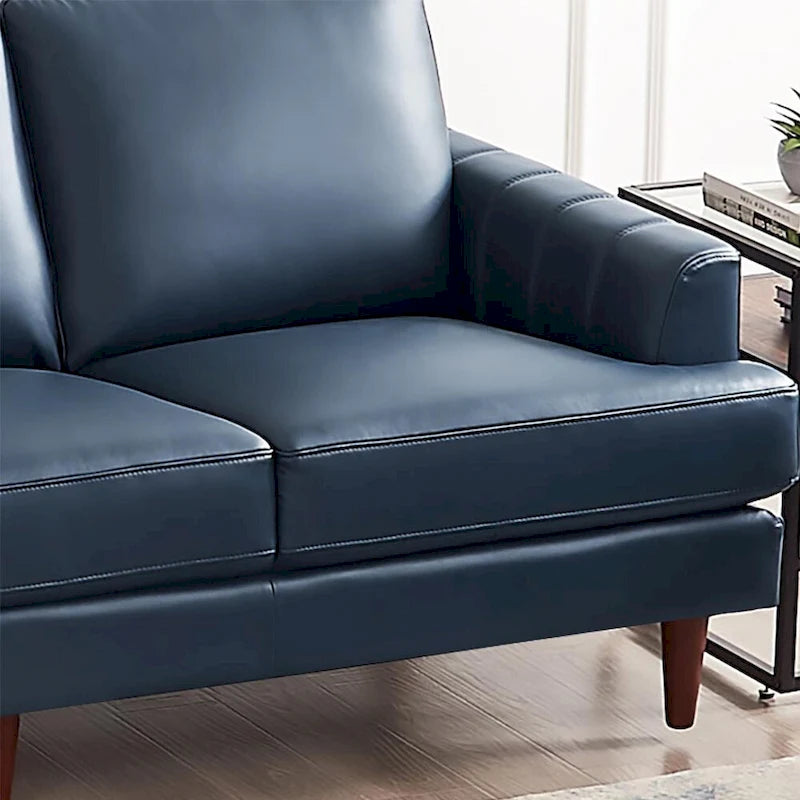 Ivy Living Cassia Top Grain Leather Sofa With Feather, Memory Foam and Springs