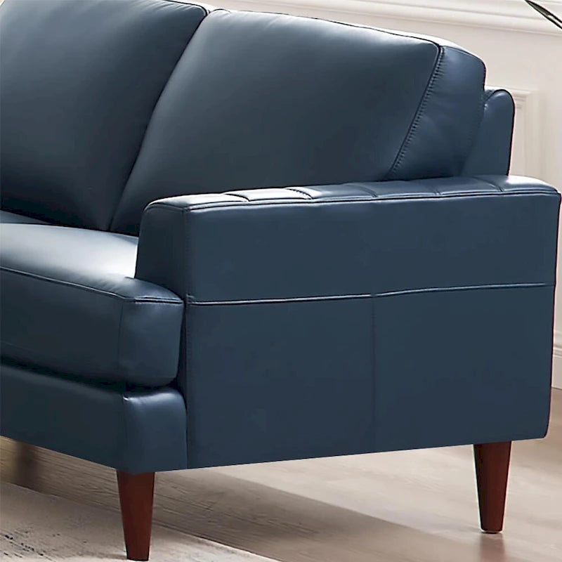 Ivy Living Cassia Top Grain Leather Sofa With Feather, Memory Foam and Springs