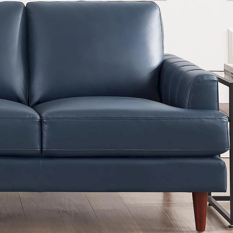 Ivy Living Cassia Top Grain Leather Sofa With Feather, Memory Foam and Springs