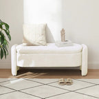 Ottoman Oval Storage Bench 3D Lamb Fleece Fabric Bench with Large Storage Space for the Living Room, Entryway and Bedroom