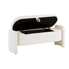 Ottoman Oval Storage Bench 3D Lamb Fleece Fabric Bench with Large Storage Space for the Living Room, Entryway and Bedroom