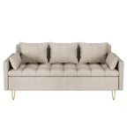 GIMMYFIVE 3-Seater Leather Sofa with Cushion, Couch for Living Room