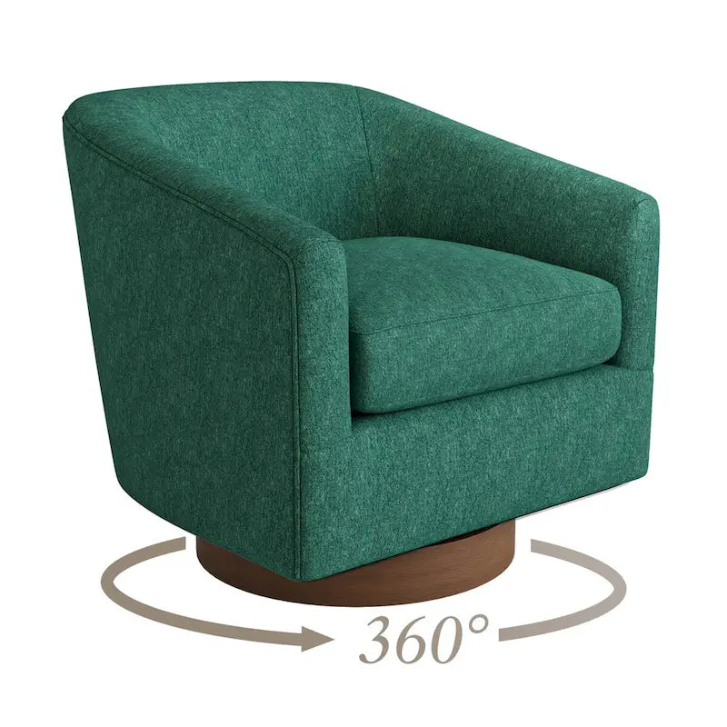 LUE BONA Modern Upholstered Wooden Accent Chair 360 Barrel Swivel Set of 2 Armchair for Living Room